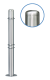 Absperrpfosten -Acero Rundkopf- (V2A) ø 76 mm aus Edelstahl mit 3 Zierringen (Oben, 2x Mitte)