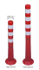 Technische Ansicht: Absperrpfosten -Elasto Red-, mit retroreflektierenden Streifen,  überfahrbar, v.l.: Art. 37871, 37872