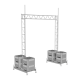 Anwendungsbeispiel: 2 x (Art. 40277) 4-fach mit Beton-Aufstellvorrichtungen und Gitterrohrmasten als Brücke - nicht enthalten!