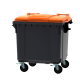 Modellbeispiel: Großmülltonne -P-Bins 104- 1100 Liter, Behälter grau, Deckel orange (Art. 39978)