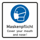 Modellbeispiel: Hinweisschild zur Maskenpflicht und Schutzmaßnahmen in deutsch/englisch (Art. 40320)