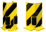 Anfahrschutz aus Stahl, mit Leitrollen, gelb / schwarz, Höhe 400 mm