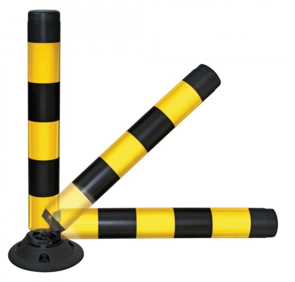 Leitzylinder 'FlexCone' aus PE, Ø 100 mm, selbstaufrichtend und vollreflektierend, schwarz-gelb